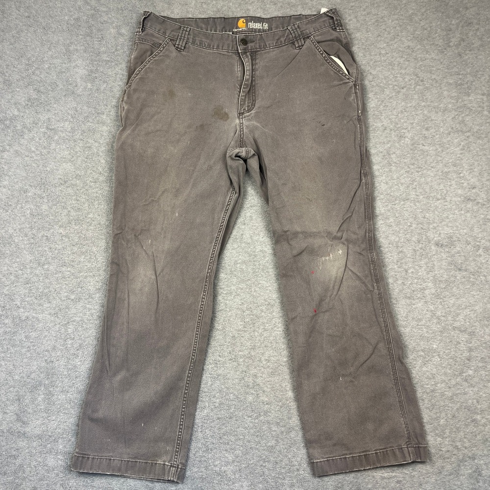 Carhartt Pants Mens 36x30 Gray Relaxed Fit Canvas Work Carpenter Rugged Flex